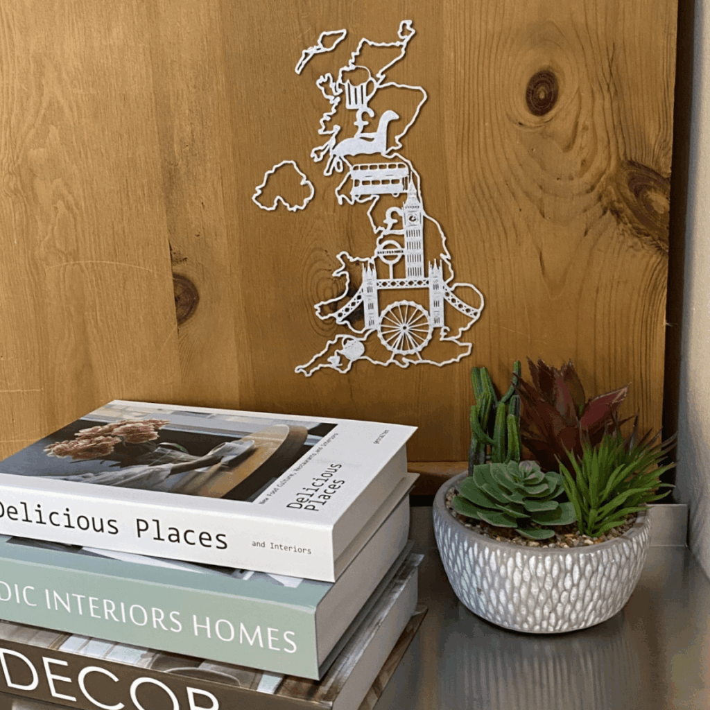 UK silhouette wall art at Love Local Hub Milton Keynes UK Silhouette Wall Art in White