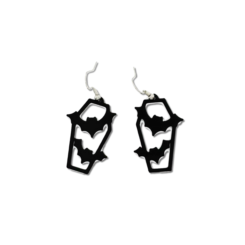 Coffin-shaped gothic earrings, spooky gothic jewellery